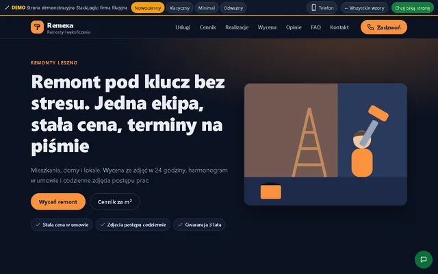 Podgląd strony demo: Firma remontowo-budowlana