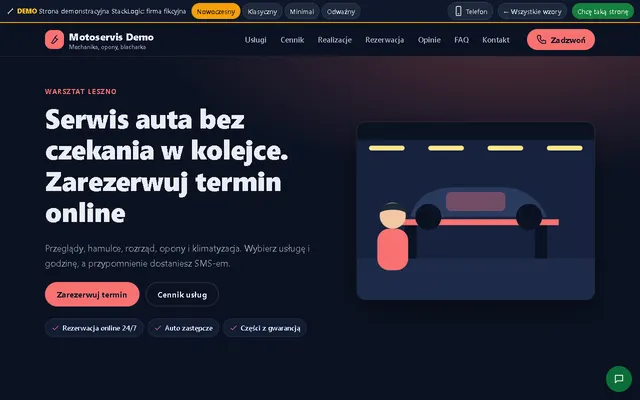 Podgląd strony demo: Warsztat samochodowy